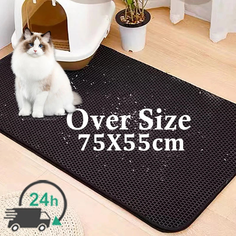 Waterproof Pet Cat Litter Mat Double Layer Pet Litter Box Mat for Cat Non-slip Toilet Pad Washable Bed Mat Cat Accessories