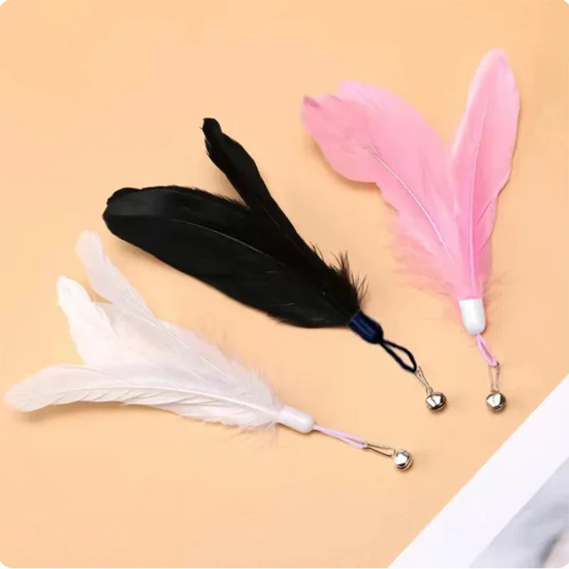 Cat Toy Feather Stick Interactive Toy Super Suction Kitten Toy Cup Removable 2 Feather Replacement Cat Accessories