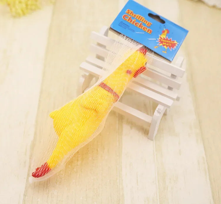 30CM Screaming Chicken Dog Toys Yellow Rubber Squaking Chicken Toy Novelty and Durable Rubber Chicken for Dogs,Rubber Chickens