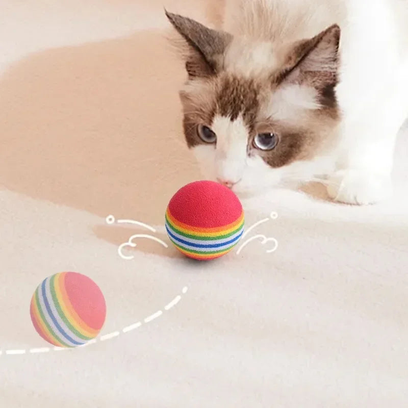 100/10PCS Pet Toy Balls Interactive Rainbow EVA Balls Cat Dog Training Toys Soft Automatic Jumping Balls Pet Playing Supplies