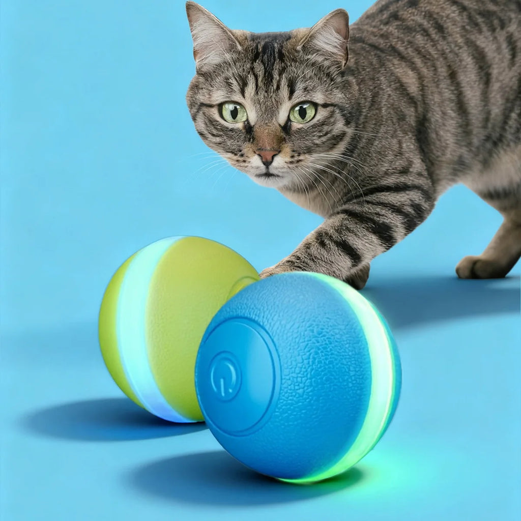 Interactive Smart Ball Cat Toys for Entertainment and Training Electronic Automatic Rolling Ball with LED Light Pet Toys for Cat