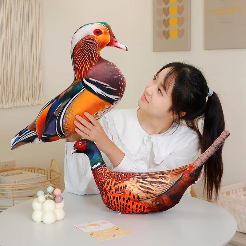 Real Life Colorful Printing Poultry Birds Plush Toys Steric Stuffed Goose Duck Rooster Pigeon Parrot Toys Prety Home Decor Gift
