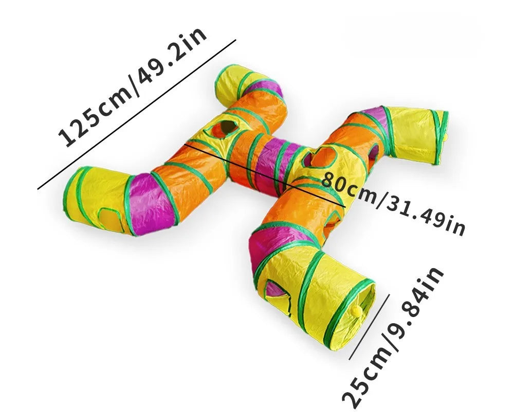 Cat Tunnel Portable Foldable Set Pet Rabbit Guinea Pig Tent Maze Channel Toy Dog Fence Pet Cage Large Space Multiple Gameplay