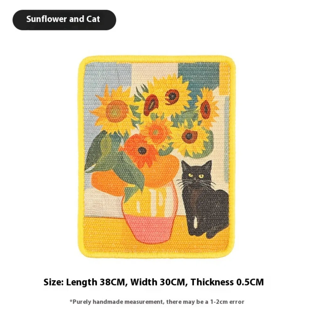 Natural Sisal Wall-Mounted Cat Scratching Board - No Mess, Space-Saving Scratch-Resistant Mat for Claw Play, Cat Accessories