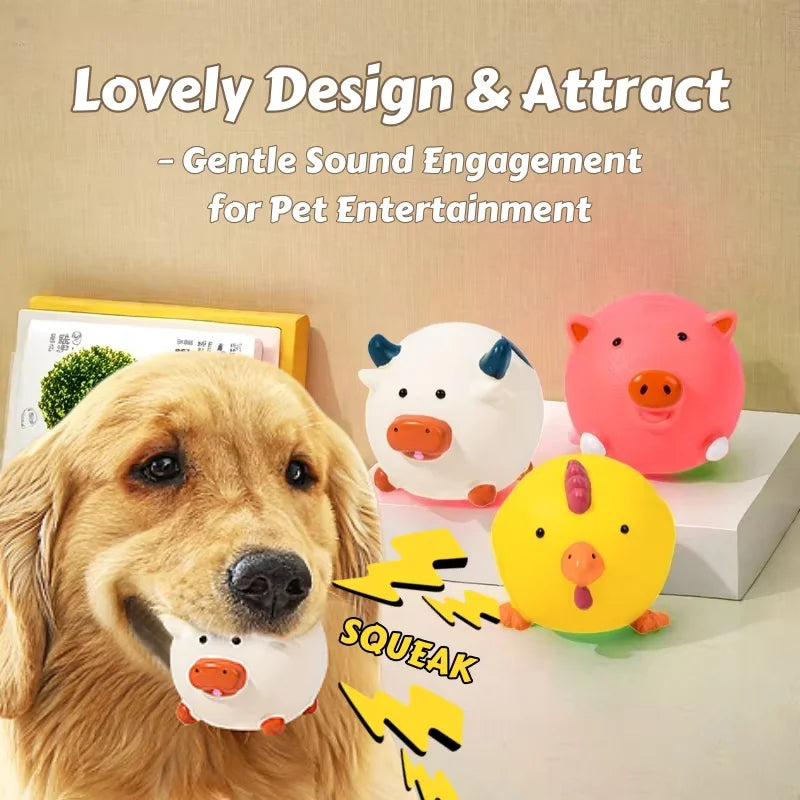 1/3 PCS Farm Animal Squeaky Chew Toys – Latex Pig/Chicken/Cow Shapes with Dental Ridges Dog Toys for Small Dogs