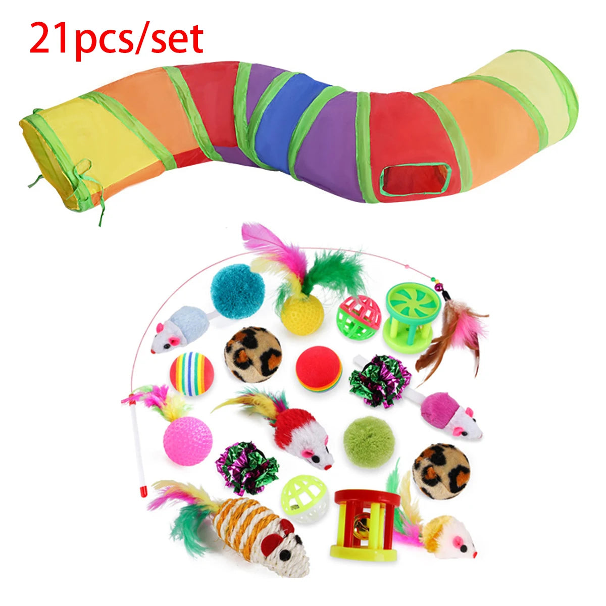 Cat Kitten Toys Variety Pack Pet Cat Toys Combination Set Cat Toy Funny Cat Stick Sisal Mouse Bell Ball Cat Supplies