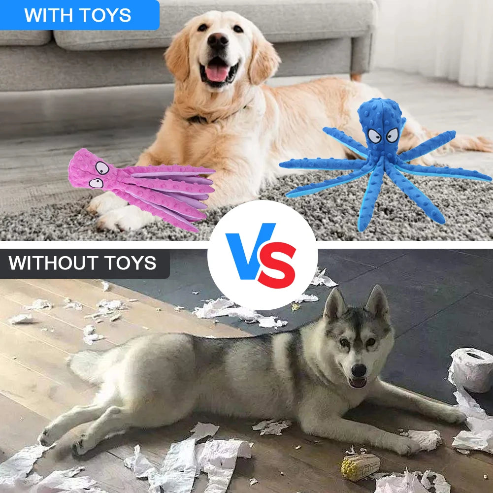 2 Pcs Octopus Shell Voice Toy Intelligent Dogs Chew Toys No Stuffing Squeaky Plush Smart Toys Bite Resist for Small Medium Dogs