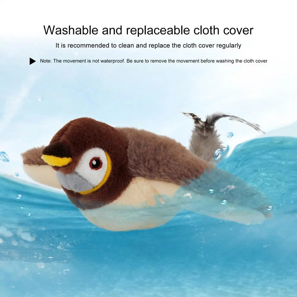 Chirping Bird Cat Toy Simulated Bird Interaction Toy Sparrow USB Rechargeable Flying Bird Cat Toys for Indoor Cats
