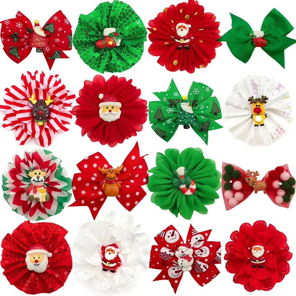 50/100pcs Christmas Flower Collar Dog Accessories Slidable Pet Dog Bowties Collar Accessories Pet Supplies Small Dog Bowties