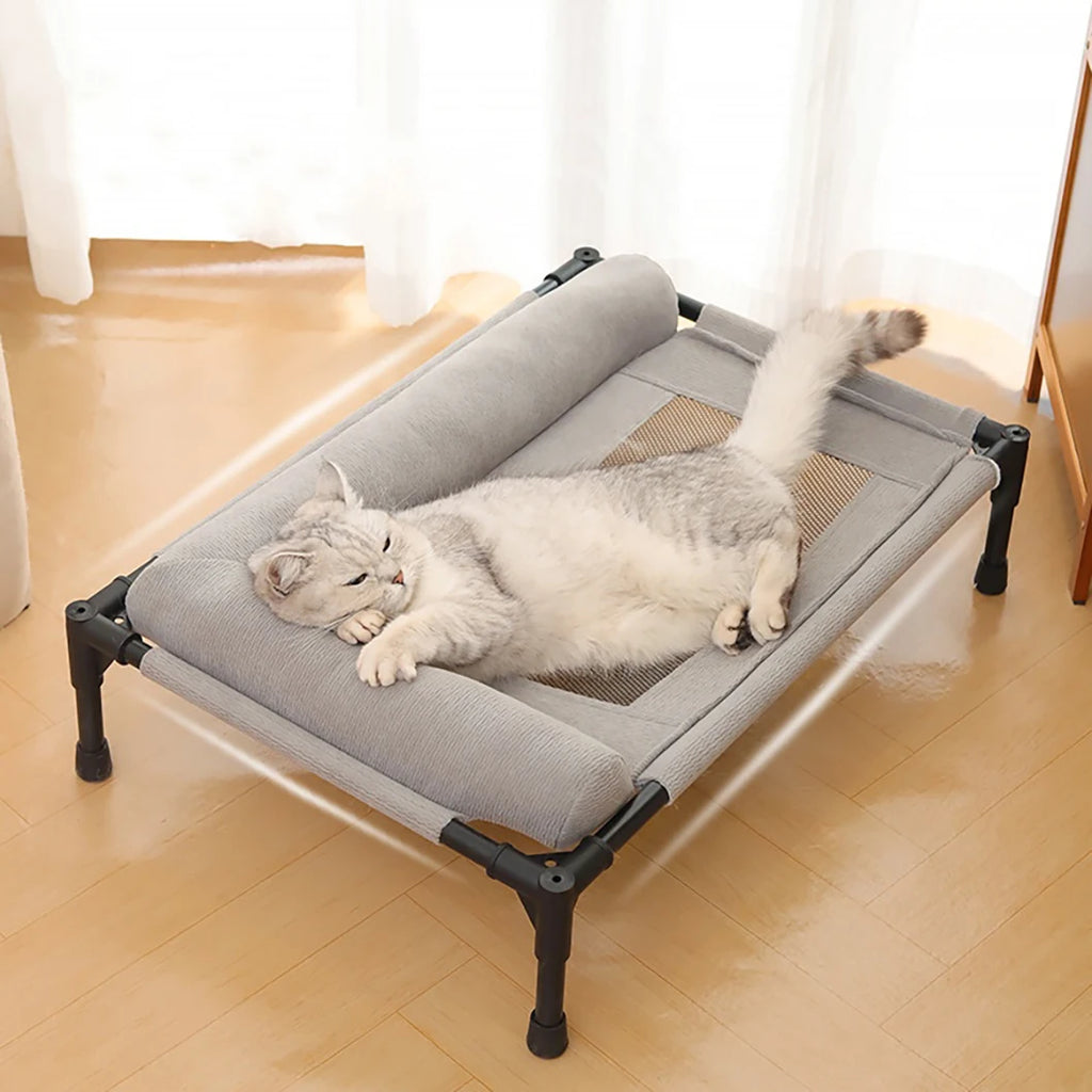 Portable Cooling Cat Bed with Slope Headrest Washable Pet Bed fit Medium Cats & Dogs Durable Breathable Camp Bed Cat Accessories