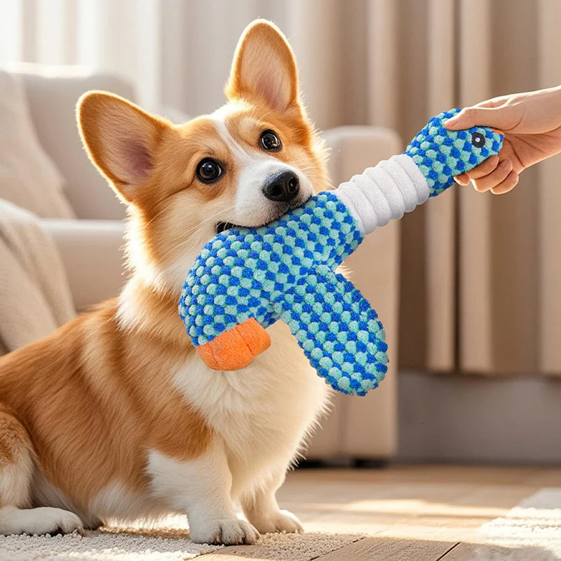 Dog Toys Plush Animal Toy Wild Goose Chewing Toy for Small Medium Large Dogs Cats Teeth Cleaning Toys Pet Squeak Toy for Puppy