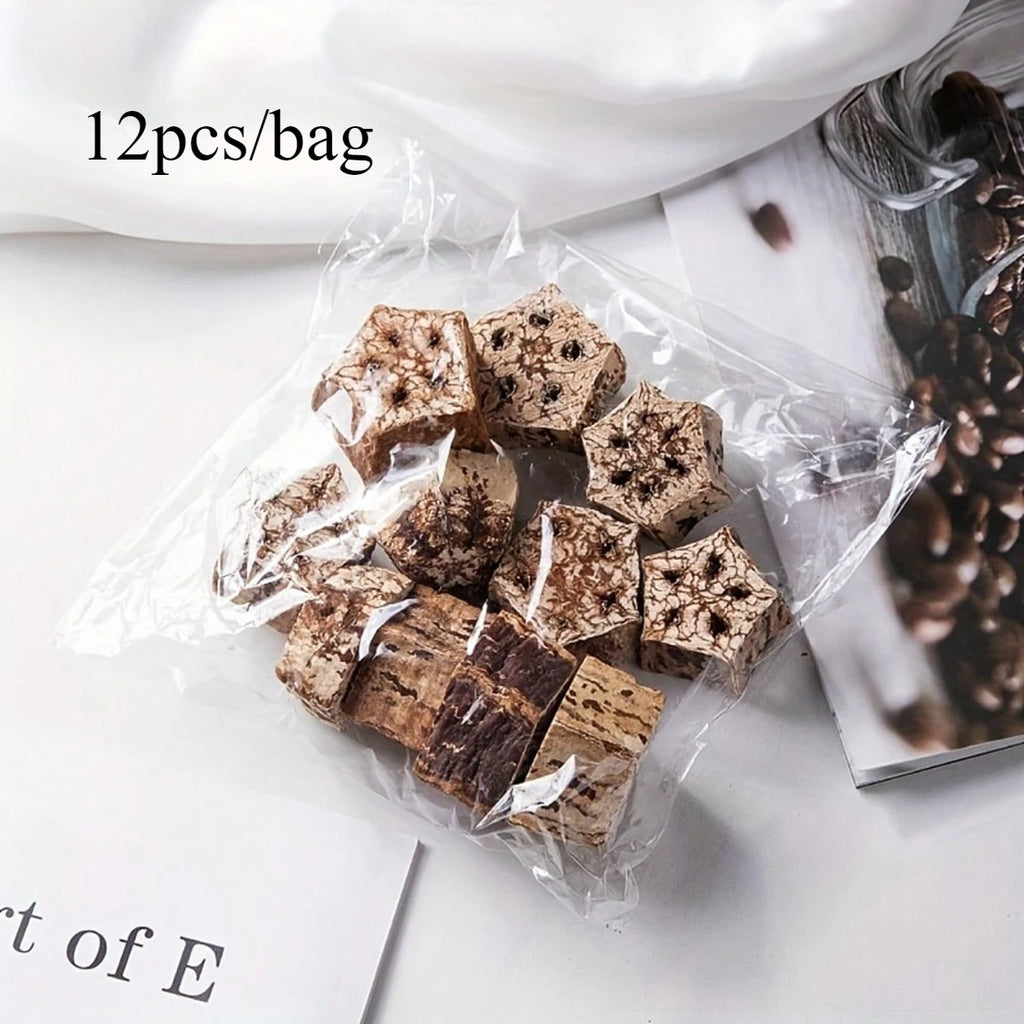 12pcs/Pack Natural Poplar Walnut And Five-Star Fruit Bird Toys For Boredom Relief And Mouth Grinding, Healthy Home Furnishings