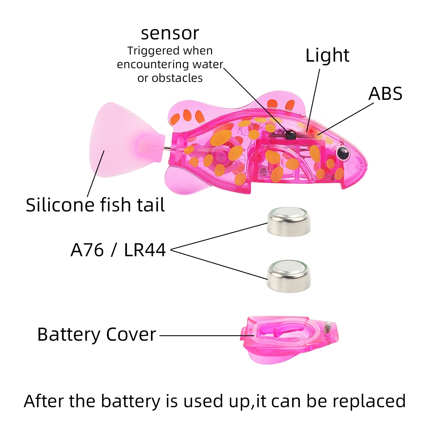 Swimming attracts pet fish, waterproof LED light toy fish, pet cat and dog toys, novel electronic fish