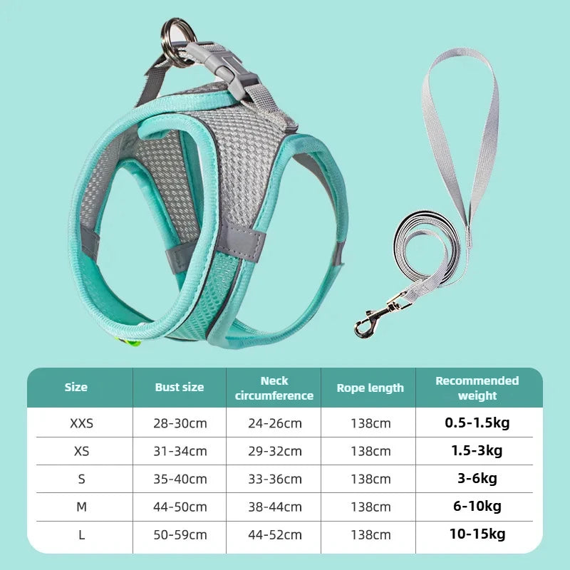 Pet Things Cat Accessories Cute Adjustable Cat Collar and Leash Set for Walking Safe Reflective Soft Comfortable Vest