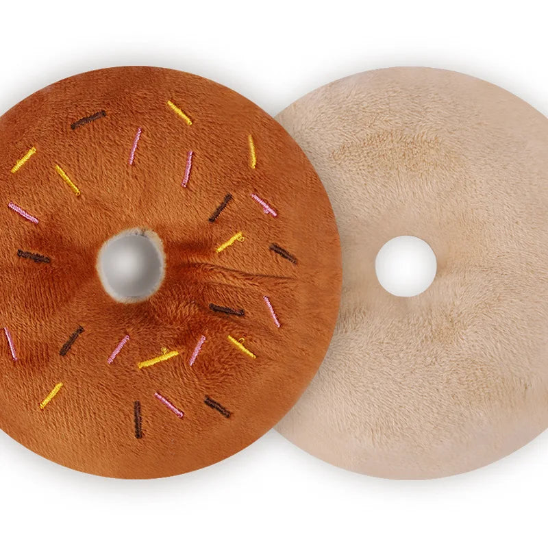 Soft Dog Donuts Plush Pet Dog Toys For Dogs Chew Toy Cute Puppy Squeaker Sound Toys Funny Puppy Small Medium Dog Interactive Toy