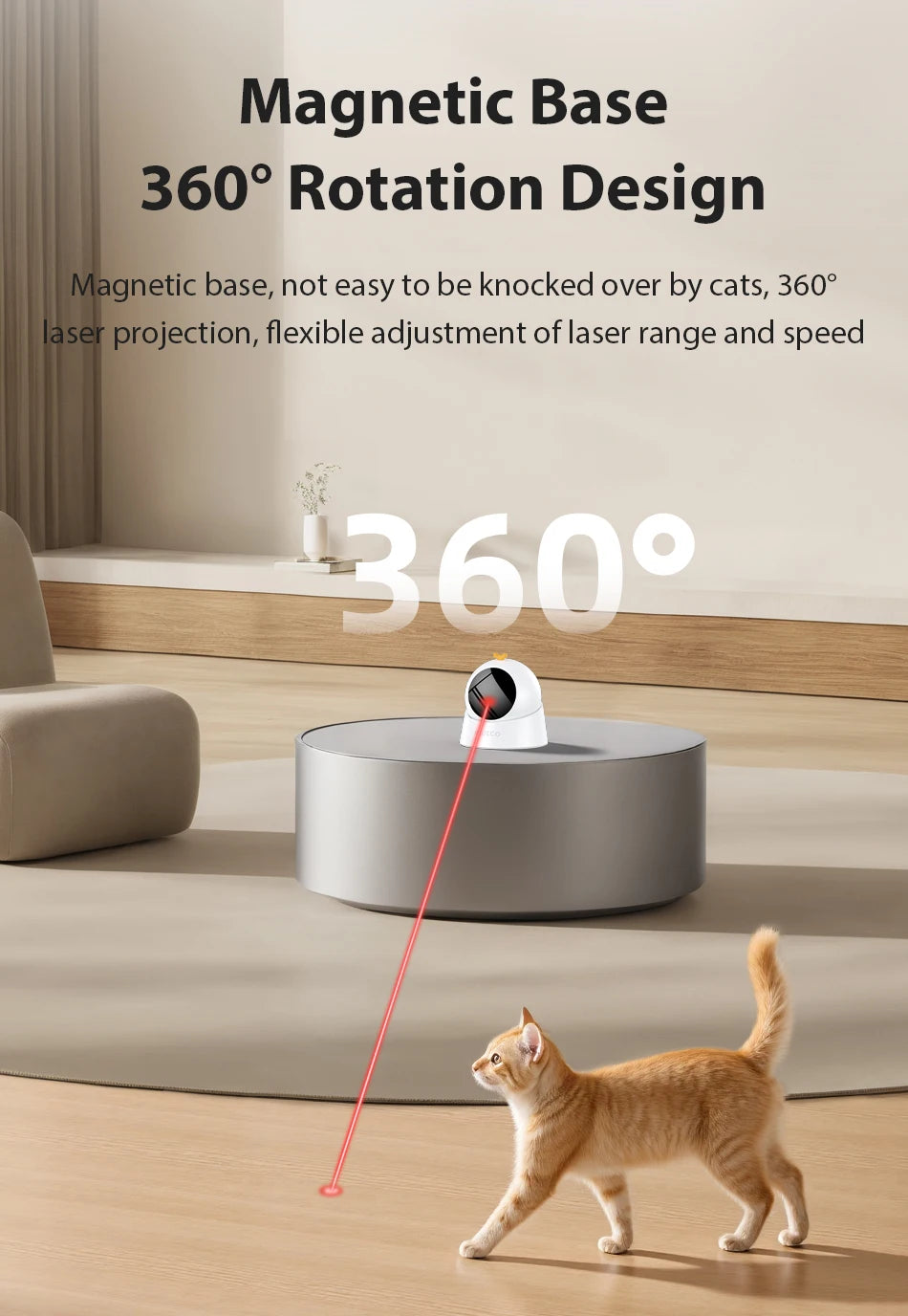 ROJECO Automatic Cat Toy Interactive Adjustable Mode Electric Cat Laser Toy For Kitty Dog Indoor Smart Teasing Laser Cat Toys