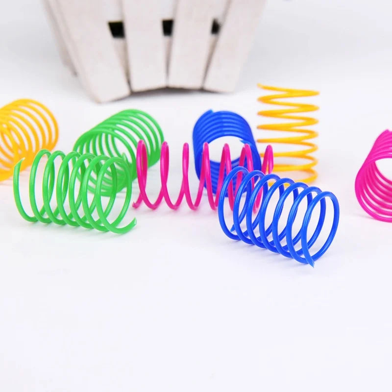 4/200Pcs Cat Spring Toy Cat Spiral Toys Interactive for Indoor Colorful Cats Plastic Springs Coil for Kitten Hunting Swatting
