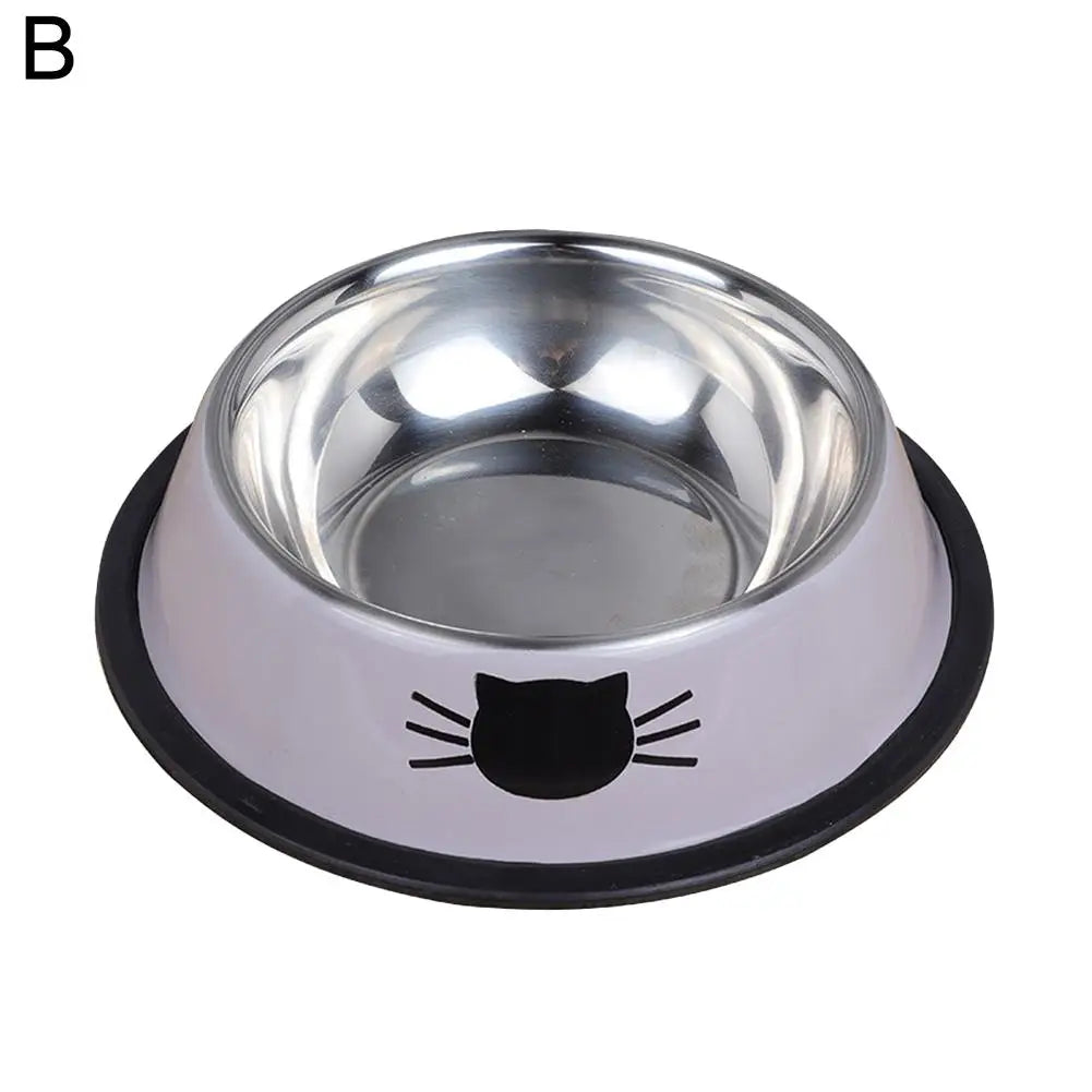 Cat Food Bowl Stainless Steel Kitten Cat Feeder Water Bowl With Non-Slip Rubber Base Small Pet Bowl Cat Accessories Pet Supplies