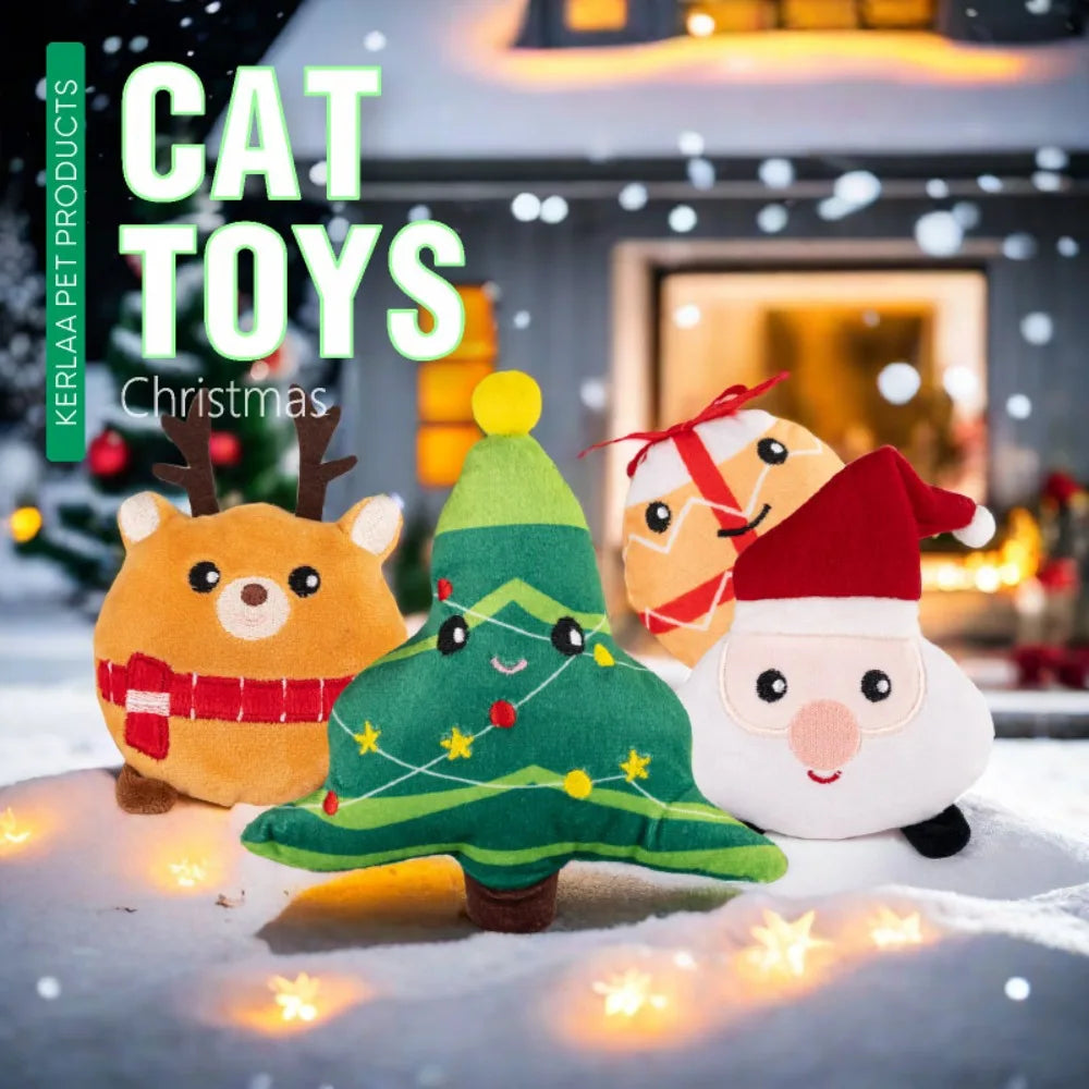 New Christmas Cat Toys Plush To Relieve Boredom and Clean Teeth Accompany Oneself Play with Cats Pet Supplies Christmas Gifts