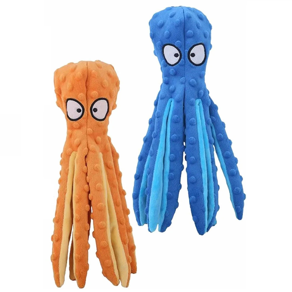 2 Pcs Octopus Shell Voice Toy Intelligent Dogs Chew Toys No Stuffing Squeaky Plush Smart Toys Bite Resist for Small Medium Dogs