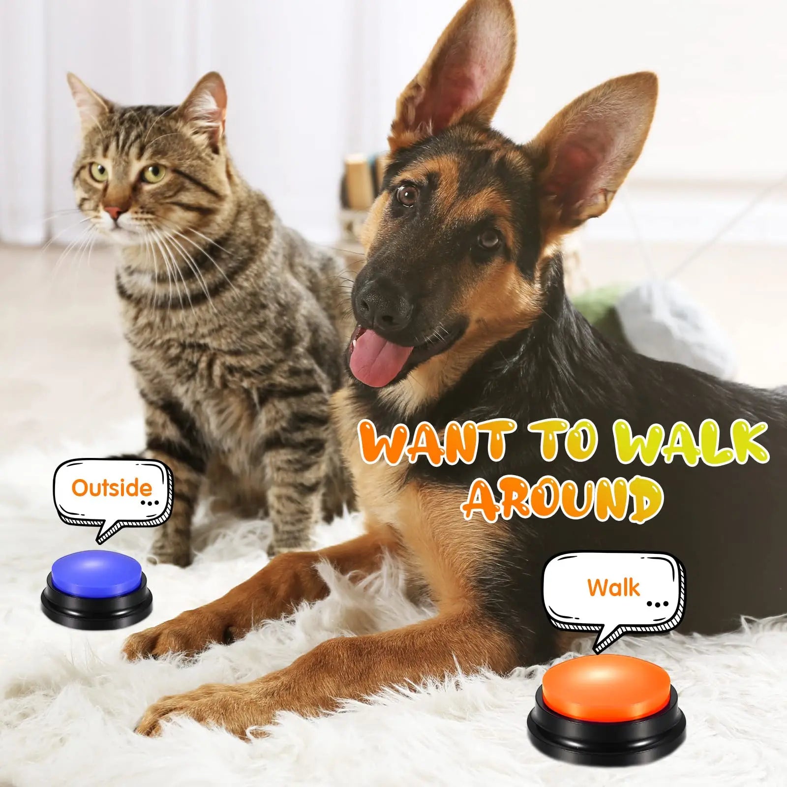 4/8/11PCS Dog Squeak Toys Voice Recording Button Dog Buttons For Communication Dog Toys Buzzer 30 Second Funny Dog Accessories