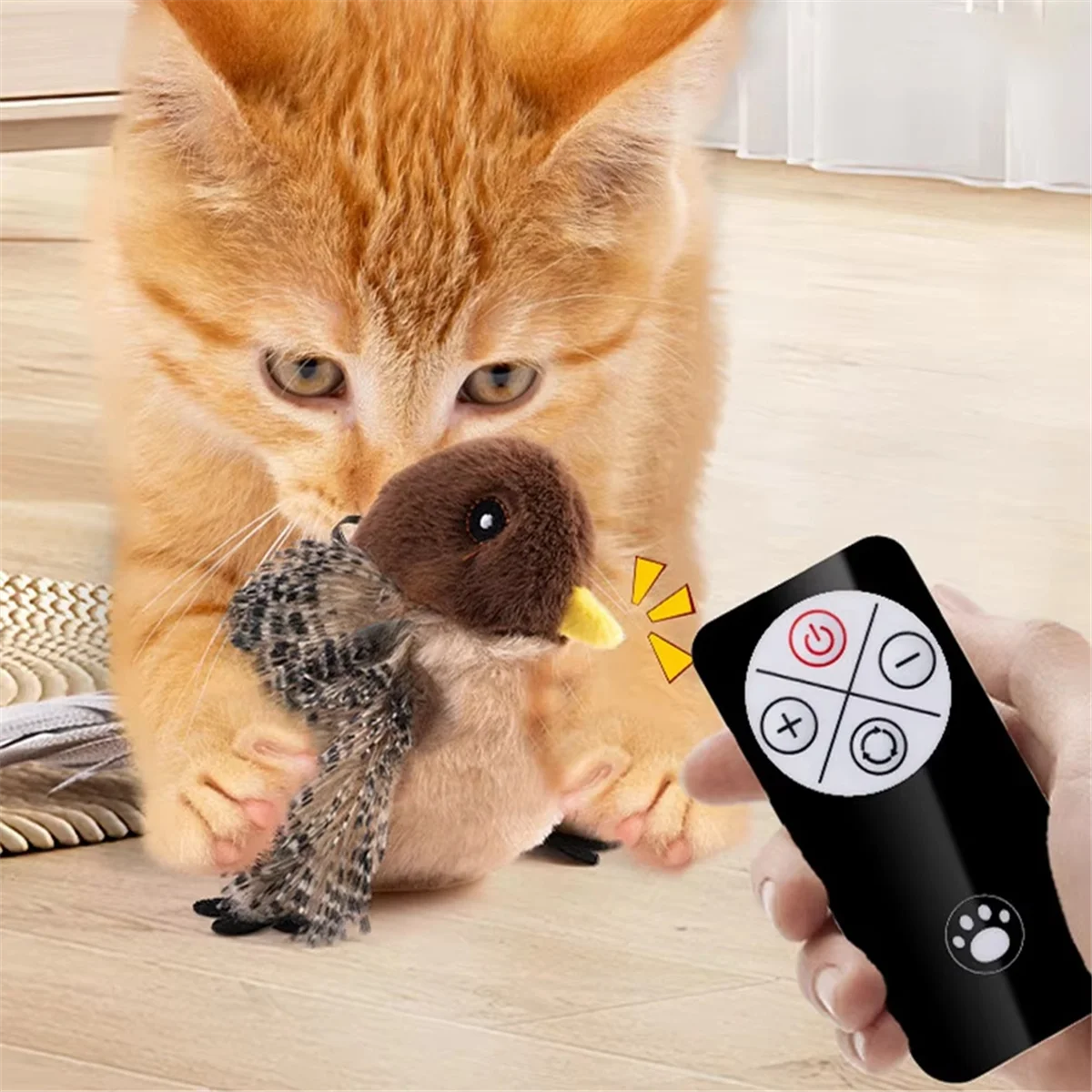 NEW Remote Control Interactive Cat Toys Flying Bird Flapping Wings Sparrow Toy Vivid Chirping Simulation Bird Cat Toy