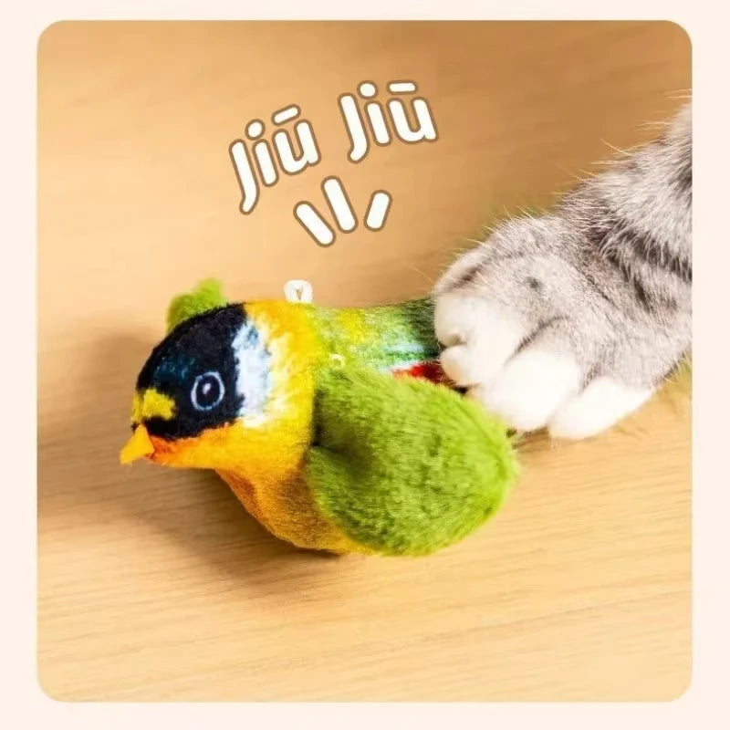 1PC Simulation Bird Interactive Plush Bird Cat Toys With Realistic Sounds Cat Chew Bite Plush Toys Pet Cat Supplies