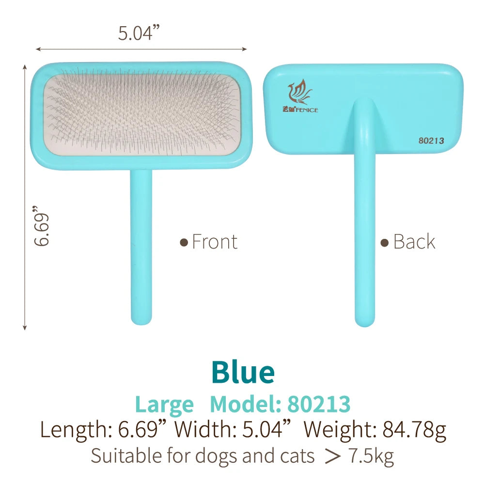 Fenice Pet Grooming Steel Shedding Long Comb Slicker Brush Removing floating hair Mats, Tangles and Loose Hair, dog accessories