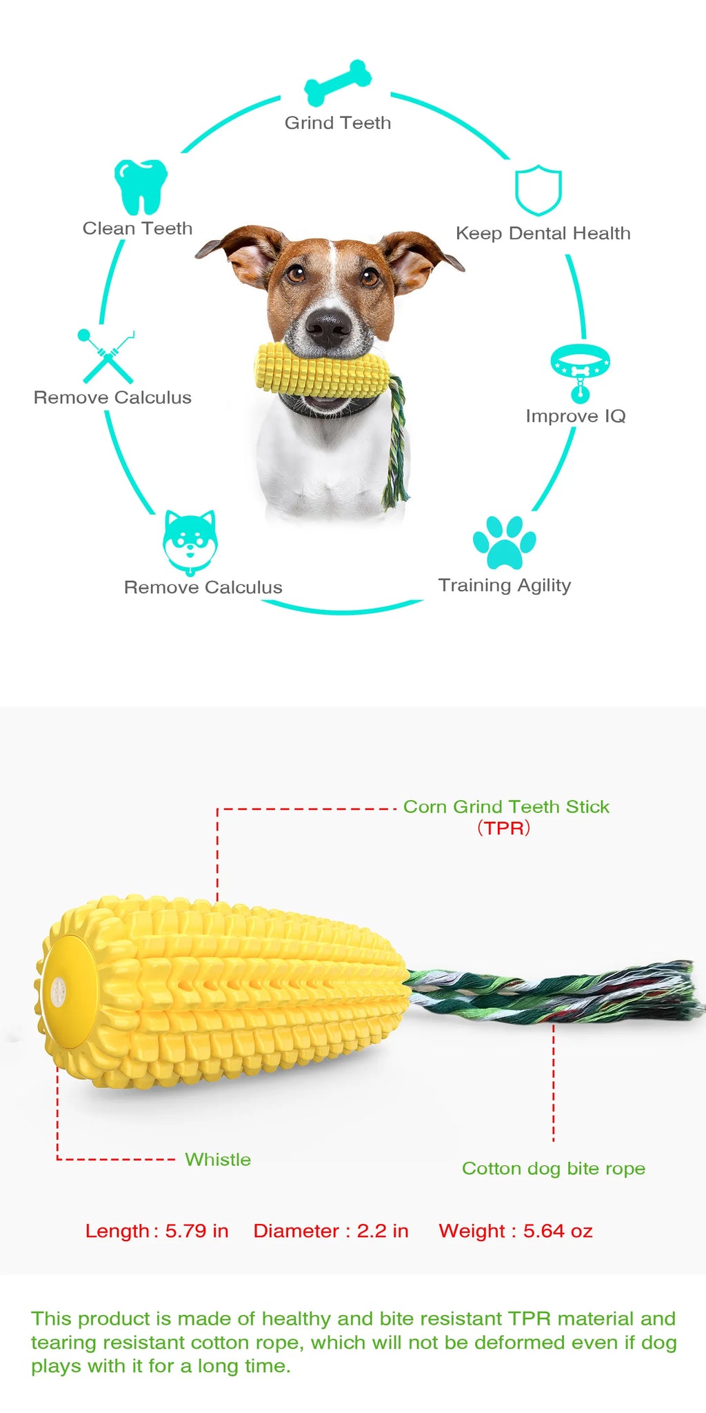 Squeak Corn Chawing Pet Toy Indestructible Toothbrush Dog Toys For Aggressive Chewers Soft Big dog Plaything with Sound