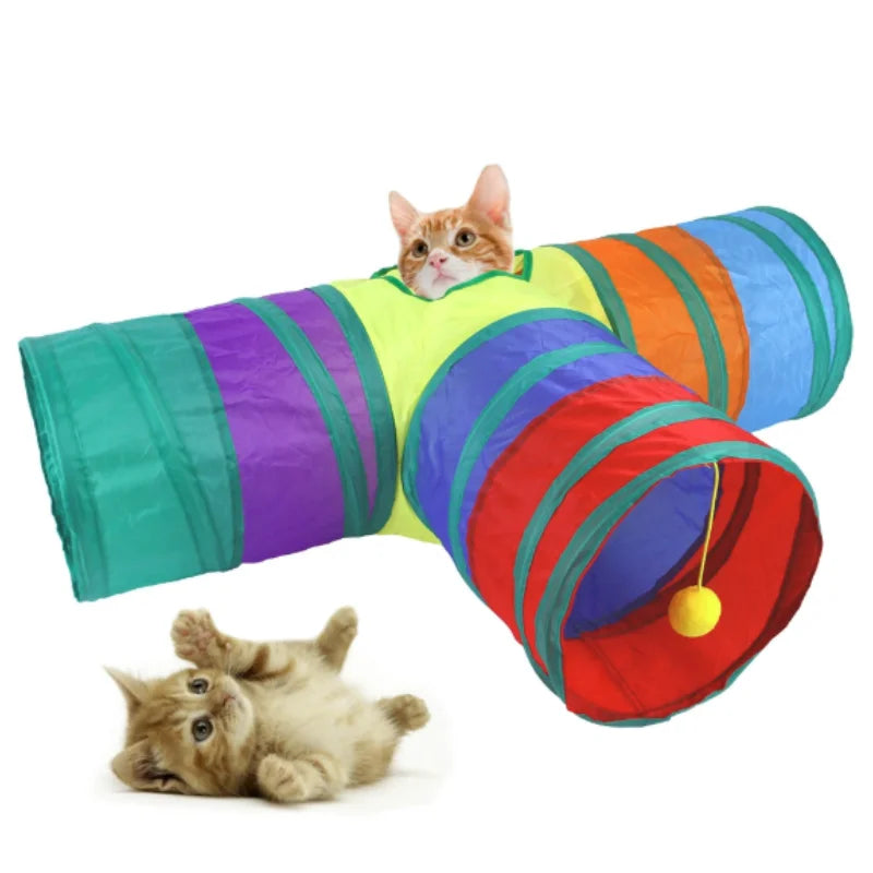Hot Cat Tunnel Pet Tube Collapsible Play Toy Indoor Outdoor Kitty Puppy Toys for Puzzle Exercising Hiding Training Pet Toys