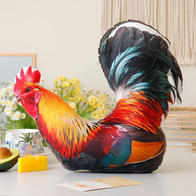 Real Life Colorful Printing Poultry Birds Plush Toys Steric Stuffed Goose Duck Rooster Pigeon Parrot Toys Prety Home Decor Gift