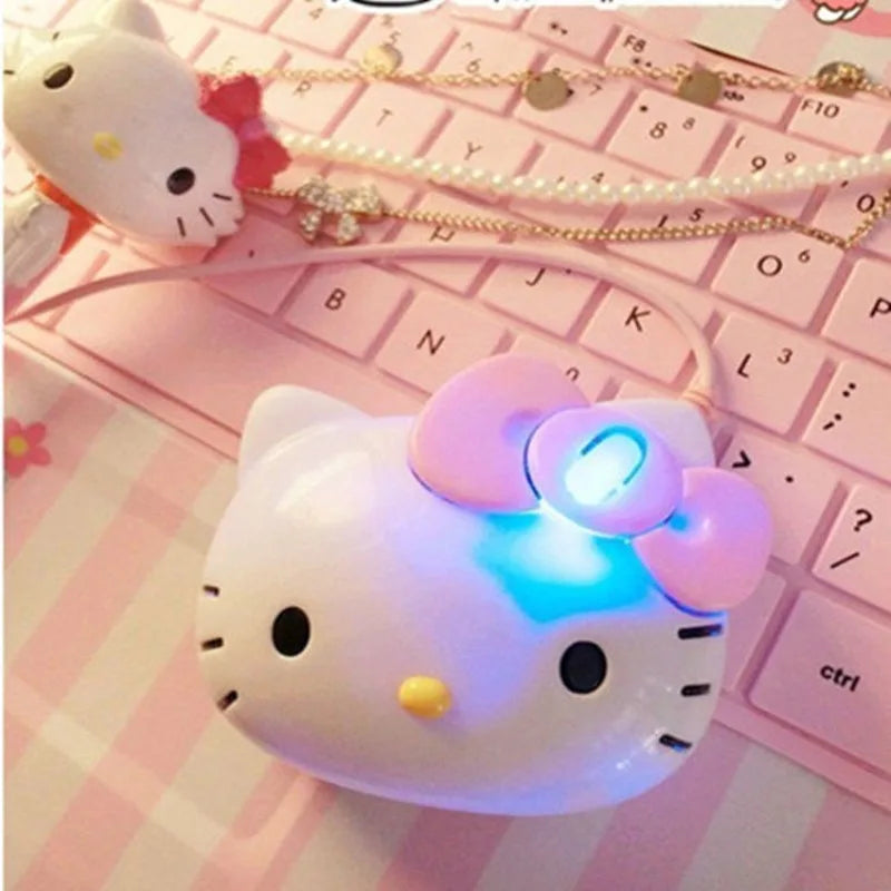Kawaii Anime Hello Kitty Wired Mouse Creative New Cartoon KT Cat Accessories Cute Game Mouse Giving Girls Holiday Gifts