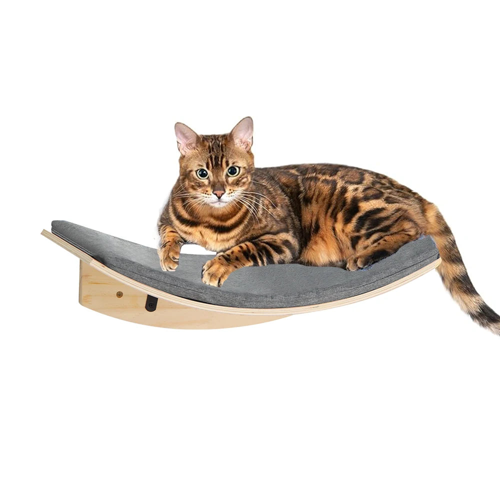 Cat Climbing Frame Cat Wall Steps and Perch Beds Anti-Scratch with Scratching Cushion Modern Wooden Climbing Cat Accessories