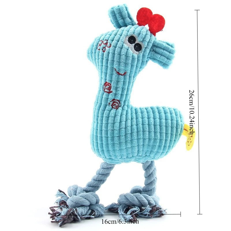 Plush Squeaky Dog Toys Human Pet Interactive Tug of War Knot Bite-resistant Pet Toys Outdoor Funny Crazy Zoo Plush Sound Toys