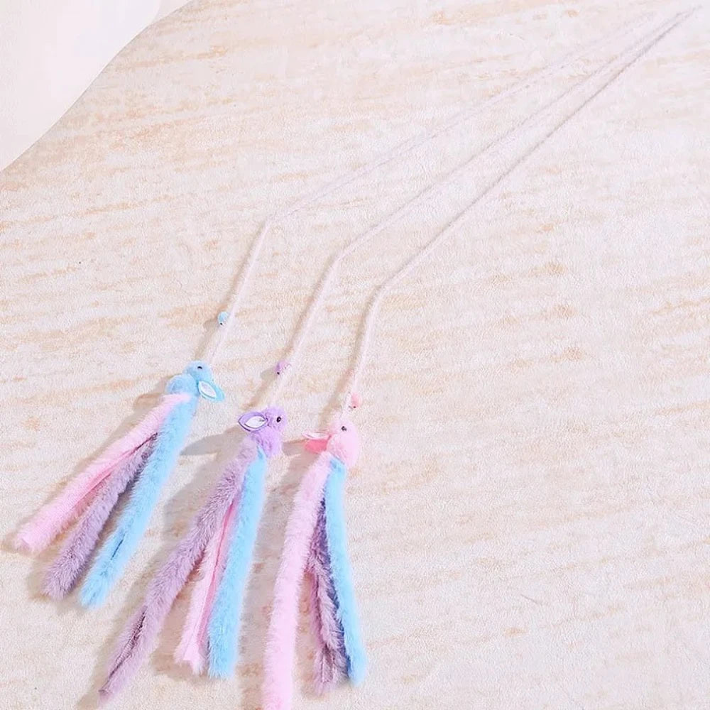 2pcs Cat Toys Plush Tassel Cats Teaser Stick Wool Rabbit Cat Toys Interactive Sticks Cats Toy with Bell Kitten Toy Pet Supplies