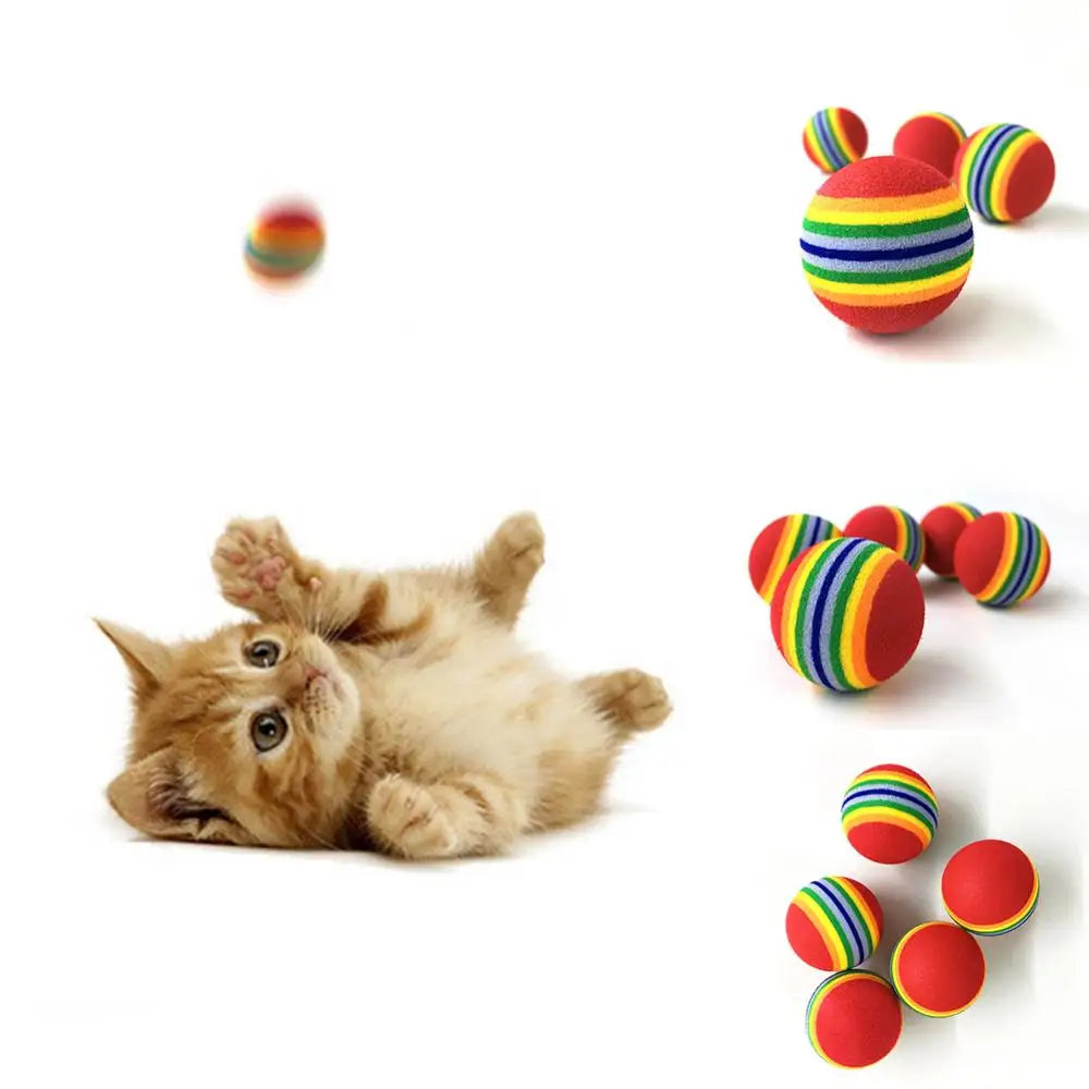 Funny Pet Dog Puppy Rainbow Striped Chewing Interactive Ball Teething Toy indoor toy balls funny cool toys for dogs and cats