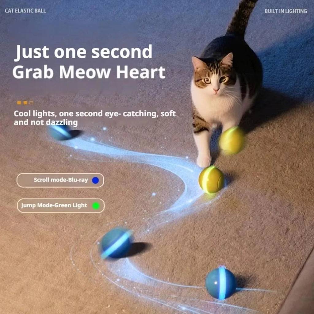 Interactive Smart Ball Cat Toys for Entertainment and Training Electronic Automatic Rolling Ball with LED Light Pet Toys for Cat