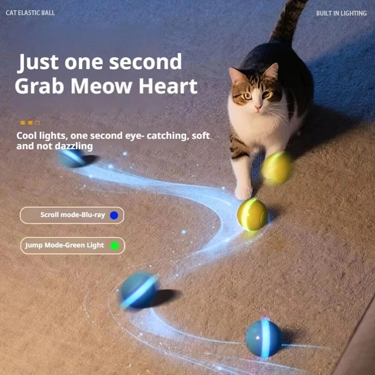 Interactive Smart Ball Cat Toys for Entertainment and Training Electronic Automatic Rolling Ball with LED Light Pet Toys for Cat