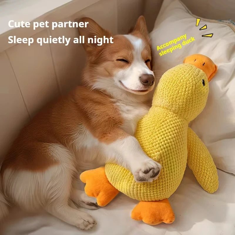 Plush Companion Sleeping Duck Dog Toys for Small Large Dogs Bite Resistant Teeth Grinding Sound Relief Duck Sound Toy 2025 New