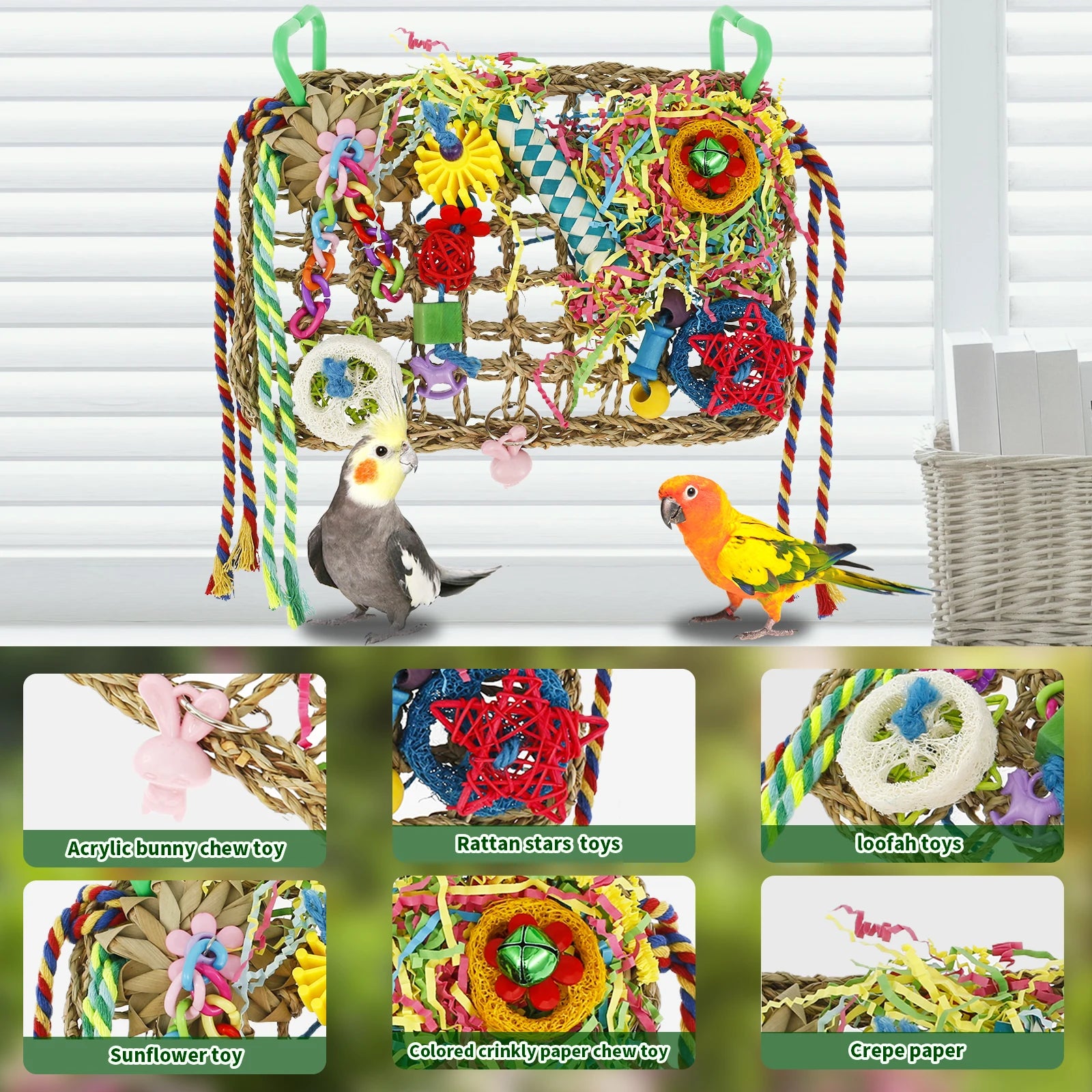 Bird Toys Handmade Bird Foraging Toys Fun Parakeet Toys Portable Parakeet Foraging Toy Parrot Chewing Toy Bird Parrot Toy 1x7.9