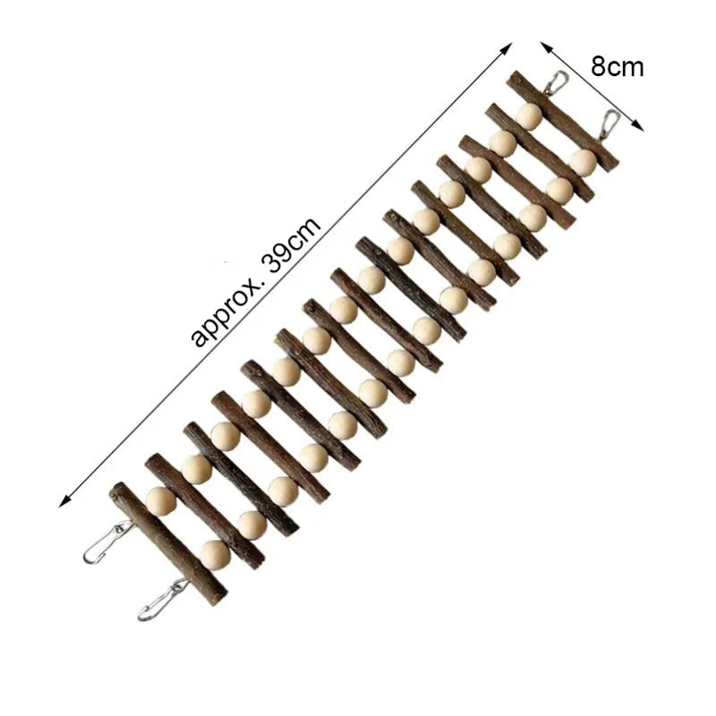 Natural Apple Wood Birds Pets Parrots Ladders Climbing Toy Hanging Colorful Balls Parrot Toys for Conures Parakeets Cockatiels