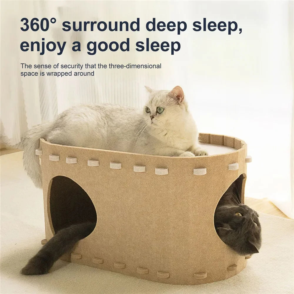 Felt Cat Bed Wear Resistant Pet House Detachable Cat Amusement Park Pet Shelter All Season Universal Pet House Cat Accessories