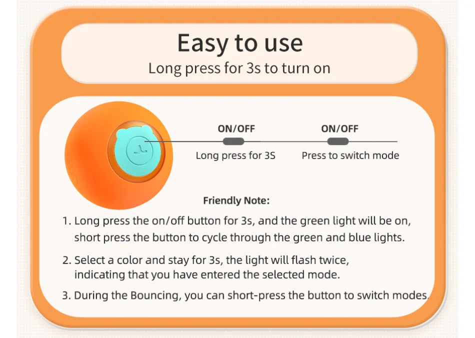 ROJECO Smart Interactive Cat Bouncing Ball Active Rolling Ball For Dog Rechargeable Automatic Rotating Moving Balls For Cat Game