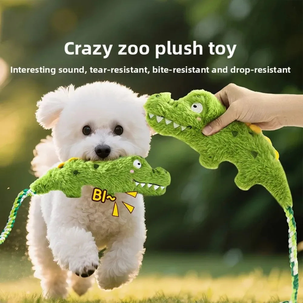 Plush Squeaky Dog Toys Human Pet Interactive Tug of War Knot Bite-resistant Pet Toys Outdoor Funny Crazy Zoo Plush Sound Toys