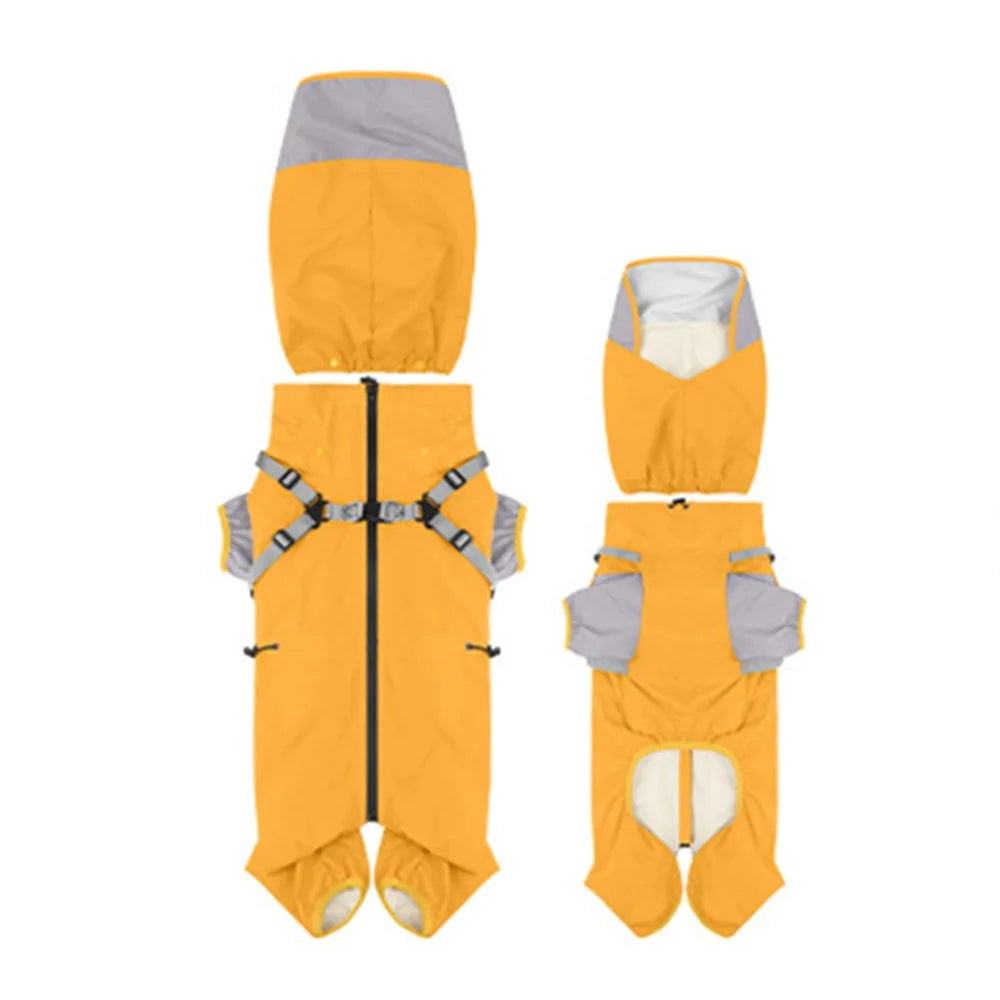 Waterproof Pet Dog Raincoat Four Legged Clothing Lightweight Dog Rain Jacket with Hat S-XXL Pet Rainwear Dog Accessories