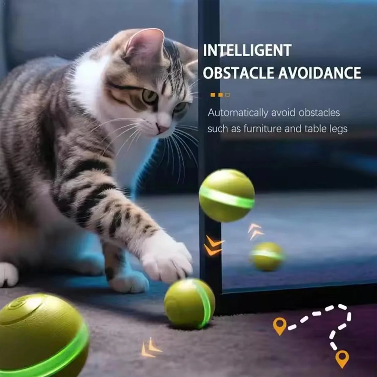 Interactive Smart Ball Cat Toys for Entertainment and Training Electronic Automatic Rolling Ball with LED Light Pet Toys for Cat