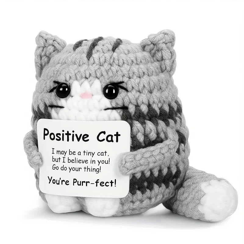 Handmade cat accessories with positive energy cards - anime-style polyester home decor, no electricity required，the perfect gift
