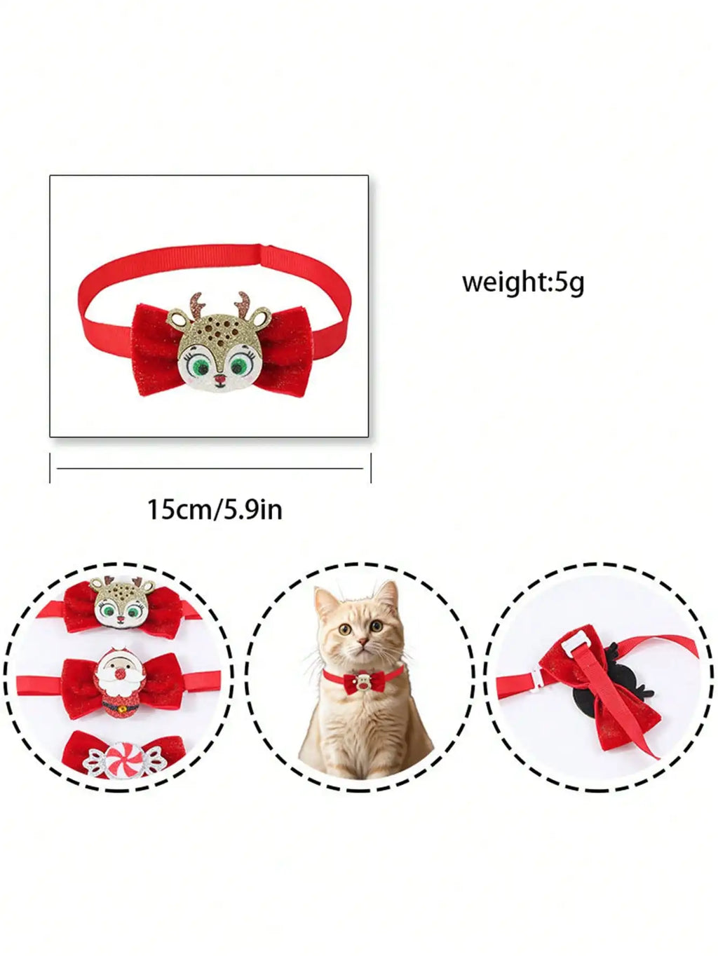 1pc Christmas Pet Bow Tie, Red With Christmas Elements, Mini Cute Tie Suitable For Pet Christmas, Creative Dog Accessories ﻿
