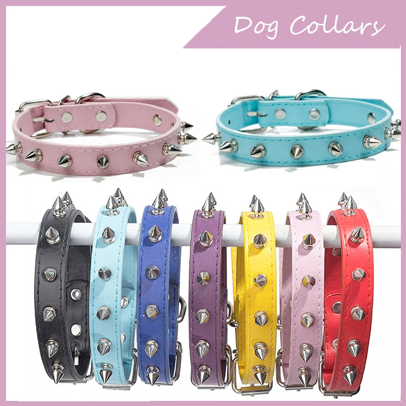 Leather Dog Cat Collar Spiked Studded Puppy Pet Necklace For Small Medium Large Dogs Cats Neck Strap Pet Collars Dog Accessories