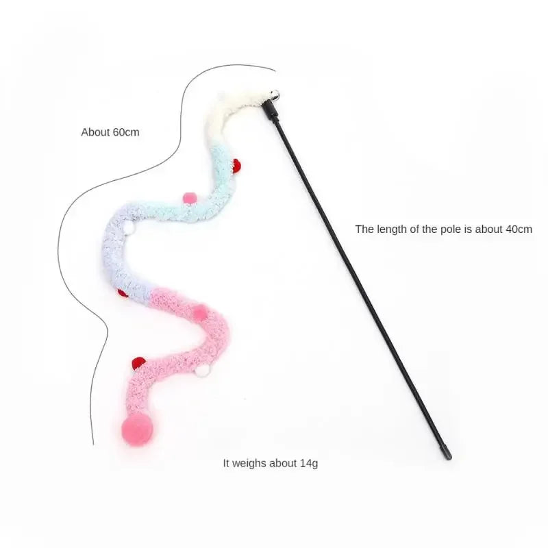 New Cat Toys Rainbow Stripes Funny Cat Stick with Bell Interactive Play Pet Supplies Interactive Cat Toy Caterpillar String